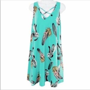 FASHION QUEEN feather sleeveless shift dress S